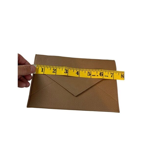 Tan Faux Leather Envelope Clutch Wallet With Snap Closure - Picture 5 of 8